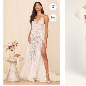 Lulus White Lace Backless Maxi Dress